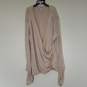 Express Ruched Drape Top in Light Beige